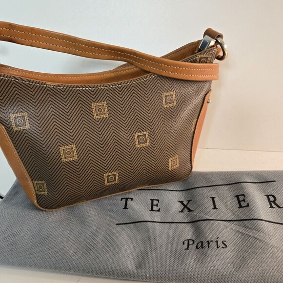 Vintage Texier Tan Leather Shoulder Bag‎ Zip Inner Pocket Single Handle France - Picture 1 of 11